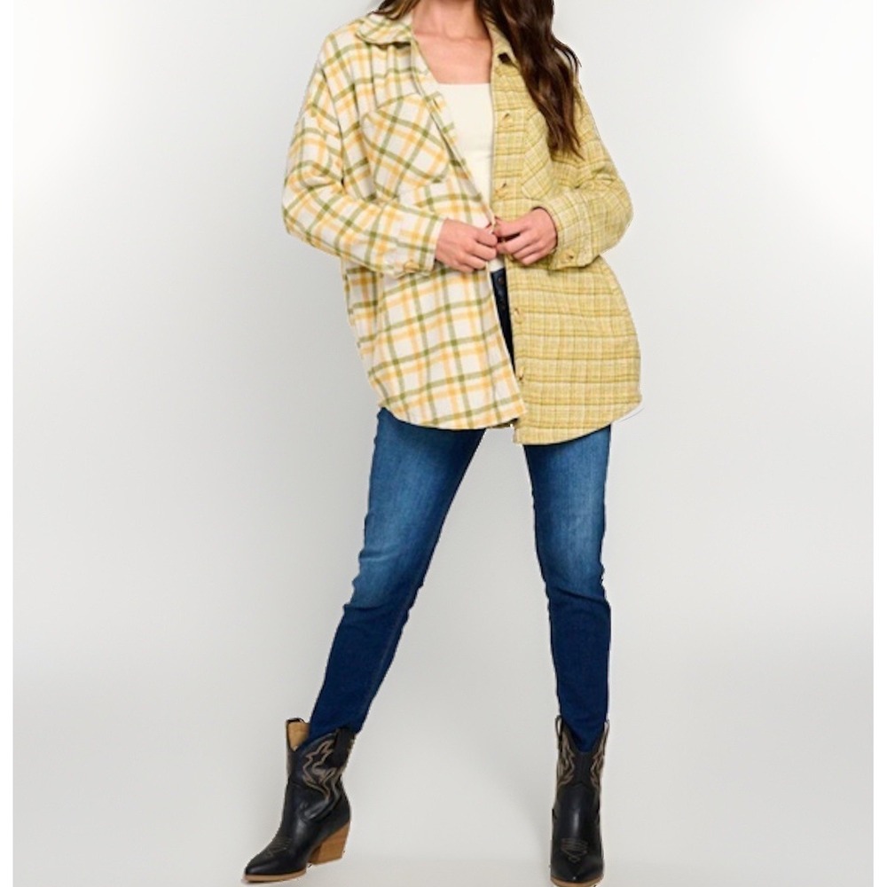 L.I.F.E. Love is for Eternity | Lime Multi Plaid Shacket Women's XL NWT
